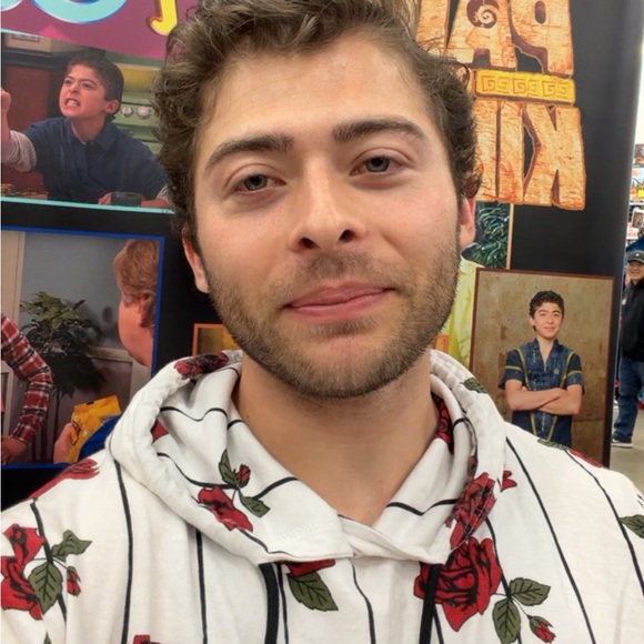 Cactus Man White Hoodie with Red Roses and Stripe Print - Picture 3 of 3